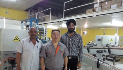 Senmei paper tube labeling line in Peru